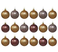 Peach Blush Christmas Baubles - Art Deco Inspired - Glitter Detail - Set of 18