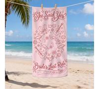 Peach Bohemian Beach Towel She Said Yes Bride's Last Ride, Quick Dry Lightweight Sand Free Oversized Blanket for Vacation Pool Picnic Outdoor Travel 31x62 Inch