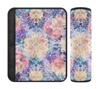 Peach Boho Floral Flowers Chinese 2 pcs carseat Seatbelt Covers Release Stress to Your Neck and Shoulders for Truck Protector para cinturón de carro