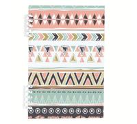 Peach Boho Notebook A5, Geometric Ethnic Notebooks, Lined Paper A5 Notebook Spiral Bound 120Pages/60Sheets, Exercise Books Lined for Study, Note Book for Women, Journaling Supplies Women Man