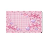 Peach Bow and Heart Dish Drying Mats for Kitchen, Cute Gingham Absorbent Rubber Dish Drainer Mat, Spring Romantic Pu Leather Drying Pad 12x20 Inch