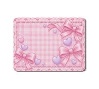 Peach Bow and Heart Dish Drying Mats for Kitchen, Cute Gingham Absorbent Rubber Dish Drainer Mat, Spring Romantic Pu Leather Drying Pad 18x24 Inch