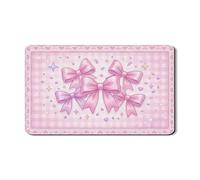 Peach Bow Dish Drying Mats for Kitchen Counter, Cute Gingham Absorbent Rubber Dish Drainer Mat, Spring Pu Leather Drying Pad for Coffee Bar Protector 12x20 Inch