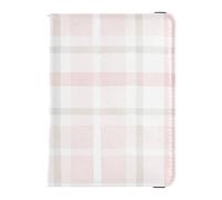 Peach Buffalo Plaid Check Tartan Scotland Pattern Leather Passport and Vaccine Card Wallet Combo Travel Documents Organizer Protector Passport Cover with RFID Blocking for Travel Essential Waterproof,