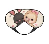 Peach Bunny Print Sleep Mask with Adjustable Strap, Comfortable Eye Cover for Travel, Yoga, Napping, Sleeping & Relaxation
