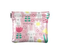 Peach Bunny Rabbit Pattern Happy Easter Women's Leather Coin Purse Wallet Fancy Mini Card Holder Wallet for Girls Ladies Handbag, Peach bunny Rabbit pattern Happy Easter, One Size, Modern