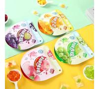 Peach candy, peeled gummies, fruit fudge, cute candy, 50% juice content, soft candy 68g/pack, mango grape flavored sugar snacks, Healthy＆nutritious snacks, leisure snacks (4 Flavors,4 packs)