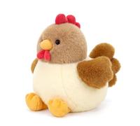 PEACH CAT Chicken Stuffed Animal 7" Cute Plushies Birthday Gifts for Kids | Soft Rooster Plush Toy Stuffed Chicken Gifts for Girls Boys Adults White and Brown