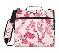 Peach Cherry 3 Ringing Binder Organizer with Shoulder Strap Multi-Pocket Zippered Portfolio for School/Office Organizadores de adhesivos escolares