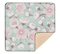 Peach Cherry Blossom Large Sturdy Baby Playmat for Indoor Outdoor Washable Kicking Mat for Babies Infants Toddlers, 50'' x 50''