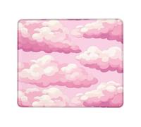 Peach Cloud Design Mouse Pad, Soft Pastel Clouds Stitched Edge Mousemat, Non-Slip Washable Gaming Mouse Pad for Home & Office Use Square 8x10 Inch