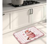 Peach Cupcake Kitchen Mats for Floor, Vintage Fanciful Soft Mats, Spring Cushioned Comfort Washable Decor Rugs for Kitchen Sinks Laundryroom Bathroom 16x24 Inch