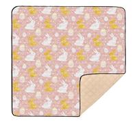 Peach Cute Bunnies Soft Padded Baby Gym & Activity Mat for Floor Cozy Breathable Padded Baby Mat for Baby Toddler Infant, 50'' x 50''