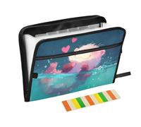 Peach Cute Cartoon Otter Expanding File Jackets 13 Pockets A4 Letter Size with Zipper Closure for Paperwork Multi Pocket Folder expando