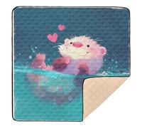 Peach Cute Cartoon Otter Soft Thick Baby Gym & Activity Mat for Floor Comfortable Travel Play Mat for Baby Toddler Infant, 50'' x 50''