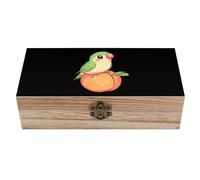 Peach Cute Lovebird Wooden Storage Box Decorative Keepsake Boxes Jewelry Organizer Gifts with Hinged Lid