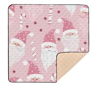 Peach Cute Santa Candy Soft Foam Baby Gym & Activity Mat for Floor Comfortable Tummy Time & Crawling Mat for Baby Toddler Infant, 50'' x 50''