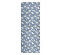 Peach Cute White Cats Spring Blue yoga mat thin for pilates printed, non slip, yoga non slip towel with bag tapete para ejercicio 71x26 inches