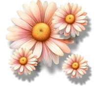 Peach Daisy Vinyl Wall Sticker Flowers, x9 Floral Decal Cover Marks, Multi-use Flower Stickers Ideal Damage Repair, Flower Wall Graphics. Weatherproof, Removable & Vibrant. (Peach Daisy)