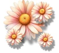 Peach Daisy Wall Stickers, Vinyl Daisies, Flower Decals, Boho Decor | For Childs Bedroom Walls, Nurseries, Kitchen and Home Decoration, Qty:9, Multi Use, Walls, Cars, Laptops, Cups, Bins