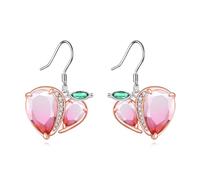 Peach Earrings Sterling Silver Fruit Drop Earrings Lab Grown Tourmaline Peach Jewellery Gifts for Women