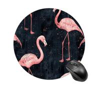 Peach Flamingo Style Round Mouse Pad, Non-Slip Rubber Base Waterproof Washable, Computer Mouse Mat for Office Gaming Studying, Premium-Textured Durable Portable Circle Mousepad for Desktop PC Notebook