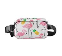 Peach Flamingo Yellow Pineapple Stylish Crossbody Bag Waist Pack for Women Men Multifunctional Crossbody Bag Anti Theft Waist Pack with Adjustable Strap for Workout Running Hiking,Peach Flamingo