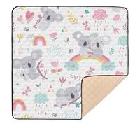 Peach Floral Koala Soft Thick Baby Playmat for Floor Washable Tummy Time Activity Mat for Babies Infants Toddlers, 50'' x 50''