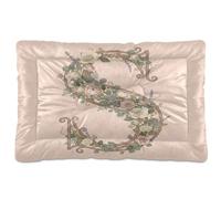 Peach Floral Letter S Art Variation Washable Dog Beds Crate Pad Non-Slip Soft Comfortable for Medium/Large Dogs 36" x 24"