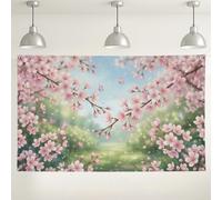 Peach Floral Wall Backdrop, Spring Blossom Nature Decor, Elegant Photography Background for Parties, Indoor/Outdoor Events 71x43 Inch