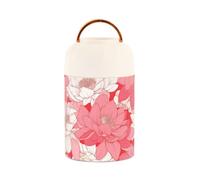 Peach Flower Flower Bloom Stainless Steel Vacuum Insulated jar for hot Food with Spoon for Lunch Pasta 17 oz