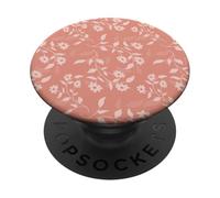 Peach Flowers and Leaves, Cottage Girly Feminine Design PopSockets Adhesive PopGrip