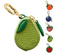 Peach Fruit Charm Coin Purse, Strawberry Coin Purse, Waterproof Leather Fruit Bag Charm Bag Keychain, Pu Cute Keychain Mini Pouch for Ai-rtag Wallet Gifts for Girl Women (Avocado)