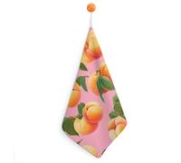 Peach Fruit Soft Absorbent Hand Towels 1PCS | Microfiber Towel Set with Hanging Loop Quick Dry Cleaning Cloth 30x30cm