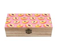 Peach Fruit Wooden Storage Box Decorative Keepsake Boxes Jewelry Organizer Gifts with Hinged Lid