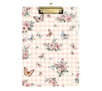 Peach Garden Party Gingham Office Mate Slim Storage Acrylic Cute for Softball Trainers Clipboard Teacher Size 9x12