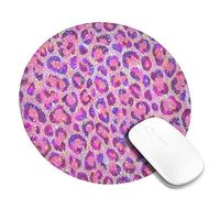 Peach Glitter Leopard Print Desk Mouse Pad, Stylish Animal Pattern Non-Slip Washable Mousepad for Home and Office Computer, Laptop Round 8x8 Inch