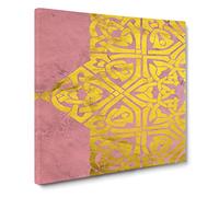 Peach Gold Mandala No.1 Canvas Print | Gallery Wrapped 30mm Frame Wall Art | 20x20 inches | Ready to Hang | Modern Still Life Picture | Living Room Bedroom Lounge Office