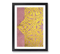 Peach Gold Mandala No.1 Framed Print | A2 Black Framed Wall Art | Ready to Hang | Modern Fantasy Picture | Living Room Bedroom Lounge Office