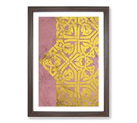 Peach Gold Mandala No.1 Framed Print | A2 Walnut Framed Wall Art | Ready to Hang | Modern Fantasy Picture | Living Room Bedroom Lounge Office