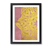 Peach Gold Mandala No.1 Modern Framed Print | A2 Black Framed Wall Art | Ready to Hang | Modern Fantasy Picture | Living Room Bedroom Lounge Office