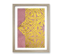 Peach Gold Mandala No.1 Modern Framed Print | A3 Oak Framed Wall Art | Ready to Hang | Modern Fantasy Picture | Living Room Bedroom Lounge Office