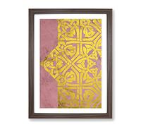 Peach Gold Mandala No.1 Modern Framed Print | A3 Walnut Framed Wall Art | Ready to Hang | Modern Fantasy Picture | Living Room Bedroom Lounge Office