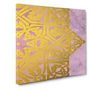 Peach Gold Mandala No.2 Canvas Print | Gallery Wrapped 30mm Frame Wall Art | 20x20 inches | Ready to Hang | Modern Still Life Picture | Living Room Bedroom Lounge Office