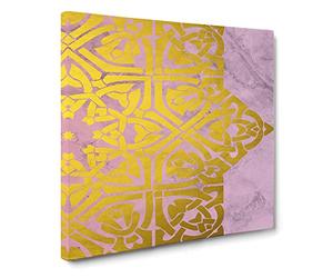 Peach Gold Mandala No.2 Canvas Print | Gallery Wrapped 30mm Frame Wall Art | 20x20 inches | Ready to Hang | Modern Still Life Picture | Living Room Bedroom Lounge Office