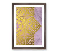 Peach Gold Mandala No.2 Framed Print | A2 Walnut Framed Wall Art | Ready to Hang | Modern Fantasy Picture | Living Room Bedroom Lounge Office