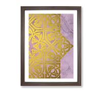 Peach Gold Mandala No.2 Modern Framed Print | A3 Walnut Framed Wall Art | Ready to Hang | Modern Fantasy Picture | Living Room Bedroom Lounge Office