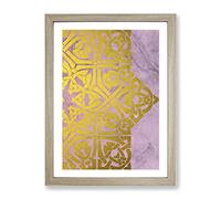 Peach Gold Mandala No.2 Modern Framed Print | A4 Oak Framed Wall Art | Ready to Hang | Modern Fantasy Picture | Living Room Bedroom Lounge Office