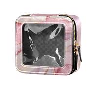 Peach & Gold Marble Effect Transparent Travel Toiletry Bag with Zipper Skin Care for Women, Multi, 1 Size, Colorful, multi-coloured, 1 size, Colorful
