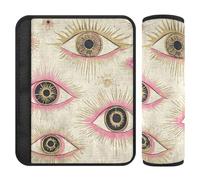 Peach Gold Mysterious Evil Eyes 2 pcs seat Belt Cover Cute Release Stress to Your Neck and Shoulders for Truck forro para cinturon de seguridad